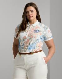 An adorable white skort and a vibrant floral polo shirt for women