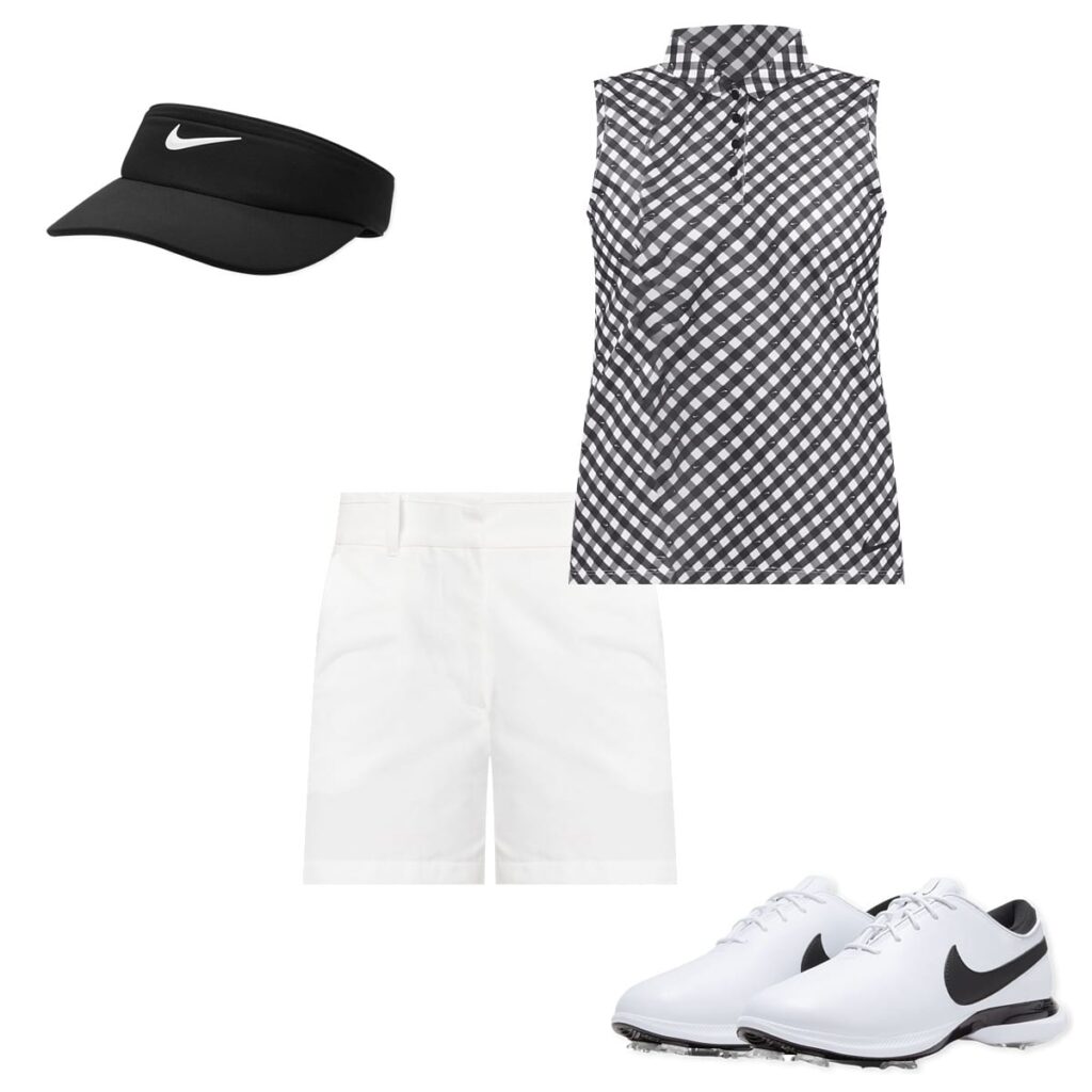 A Sleeveless Polo + Shorts + Golf Sneakers